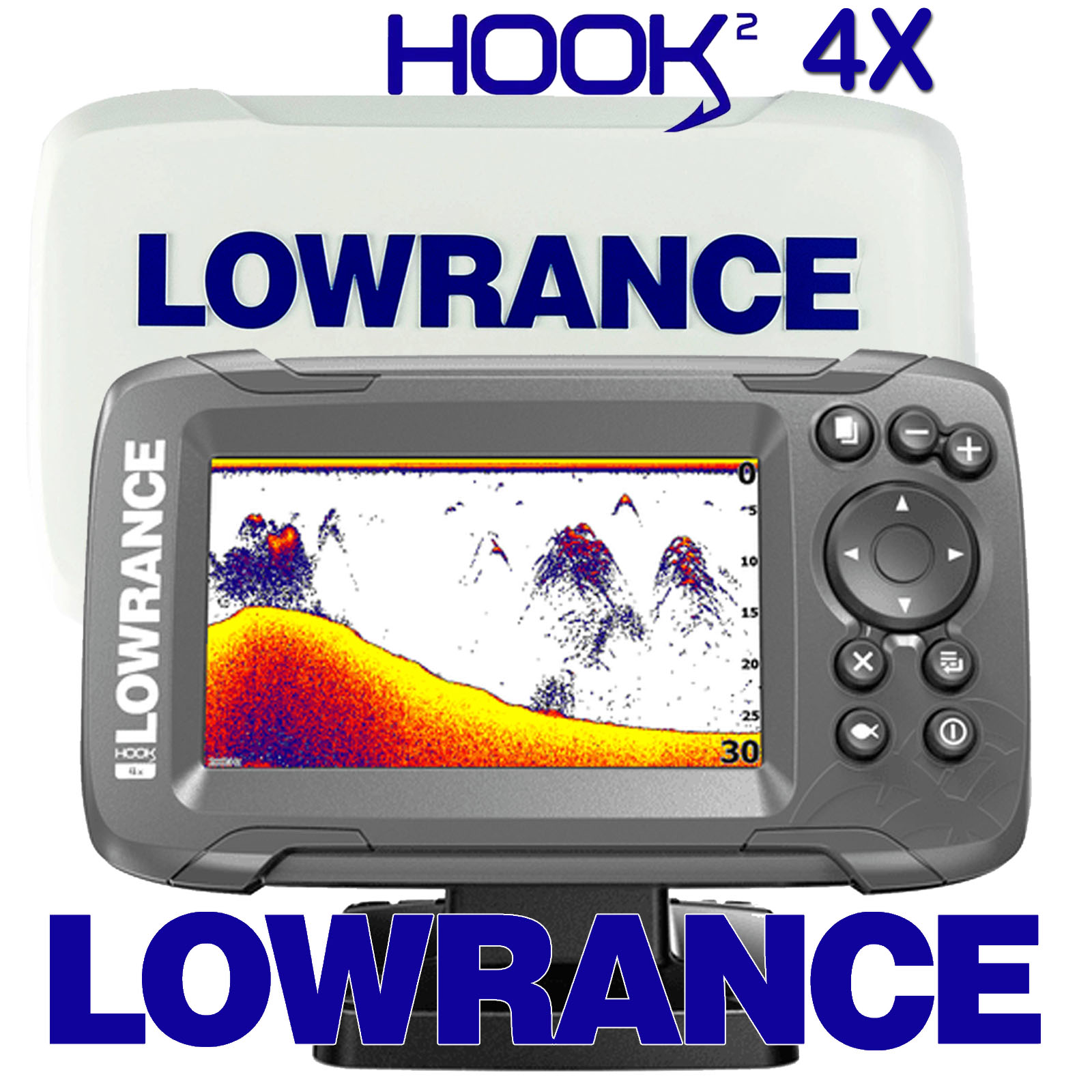 Lowrance Hook2 4X Fishfinder with Cover Incl Bullet Skimmer Transducer  Colour Fish Finder Part#: 000