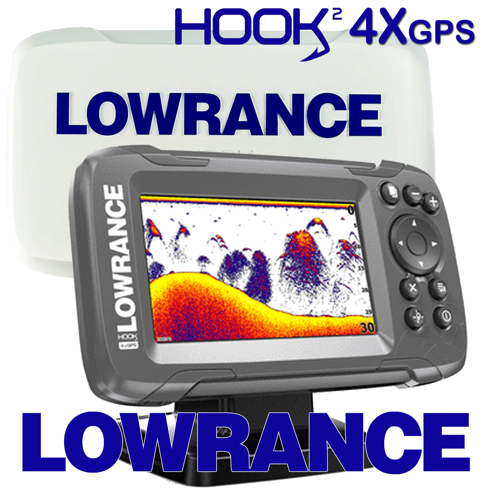 Lowrance Hook2 4X Fishfinder GPS Trackplotter with Cover Bullet Transducer  Hook 2 4x Part#: 000-1401