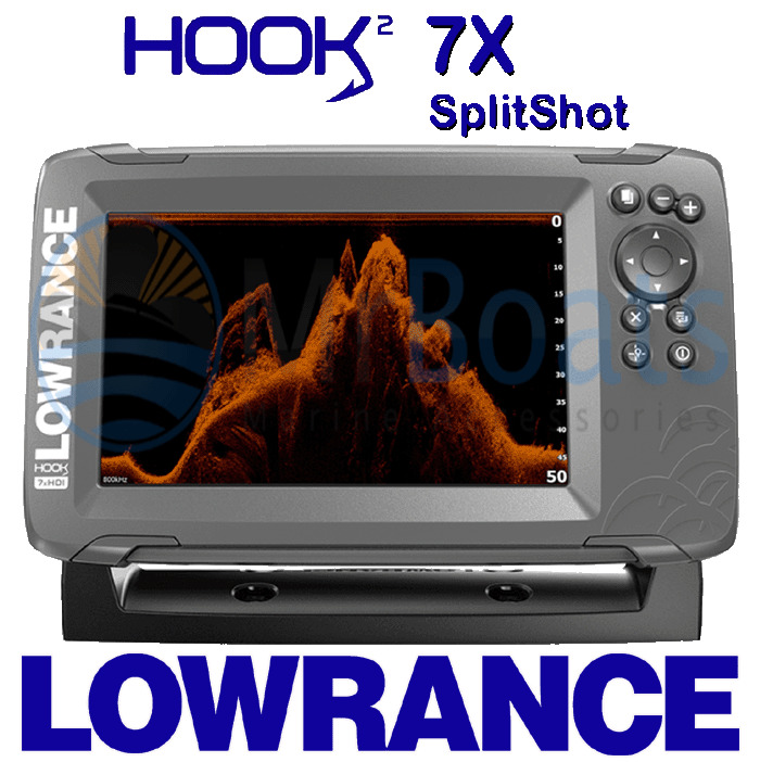 LOWRANCE HOOK2 7X FISHFINDER GPS SplitShot Trans Fish Finder Hook 2