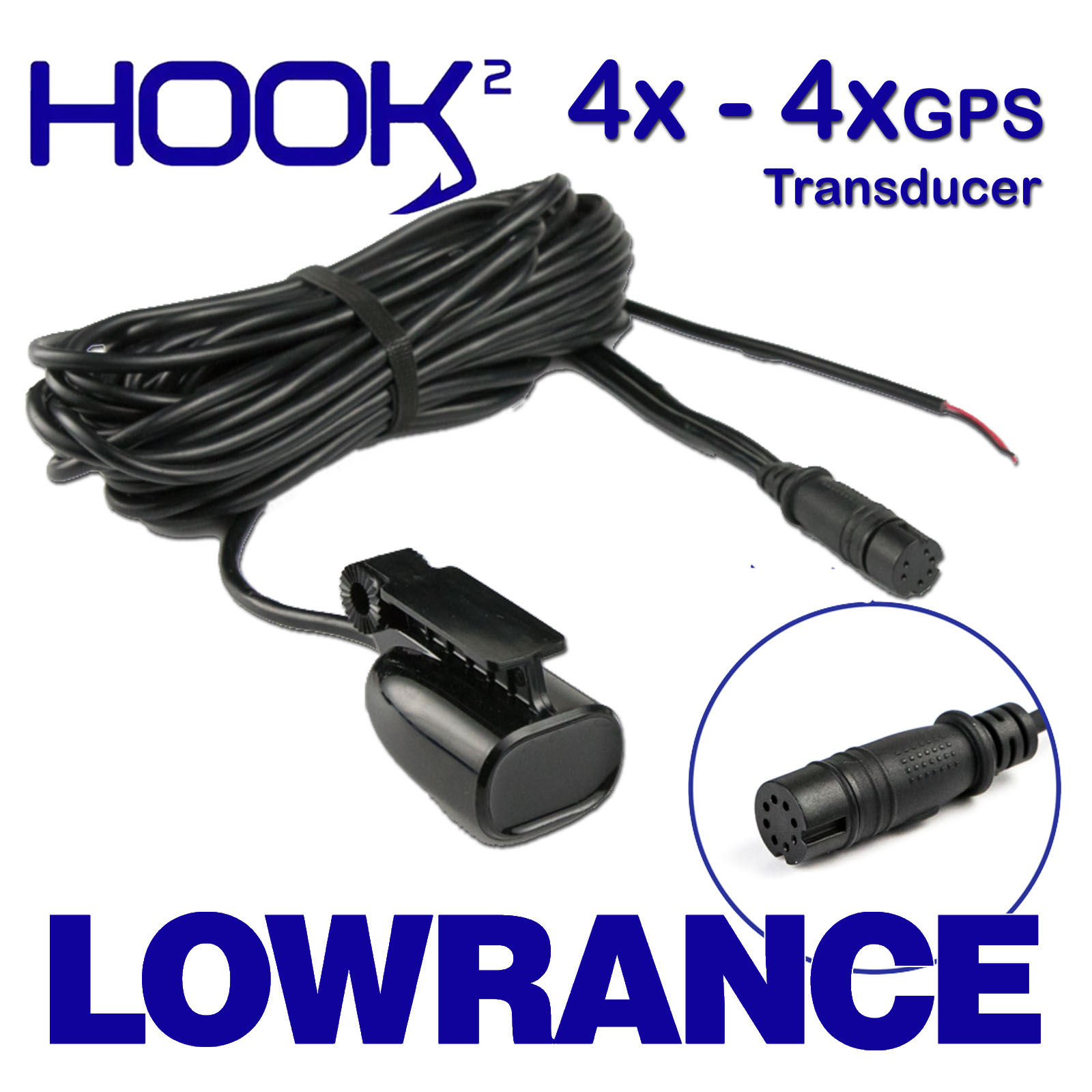 Lowrance Hook²-4x 4 Bullet Fishfinder Transom Mount Bullet Skimmer Transducer