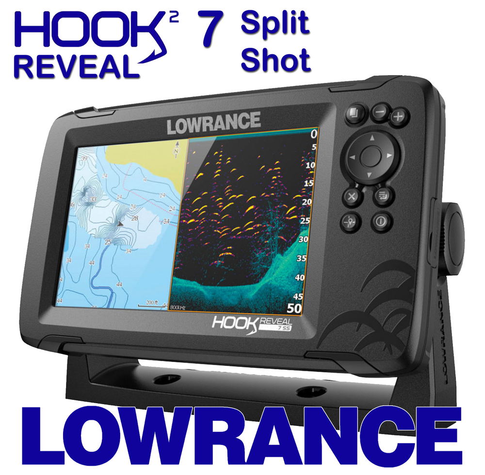 Lowrance Hook Reveal 7 Splitshot Chartplotter Fish Finder Combo with Chirp  SideScan DownScan & AUS M