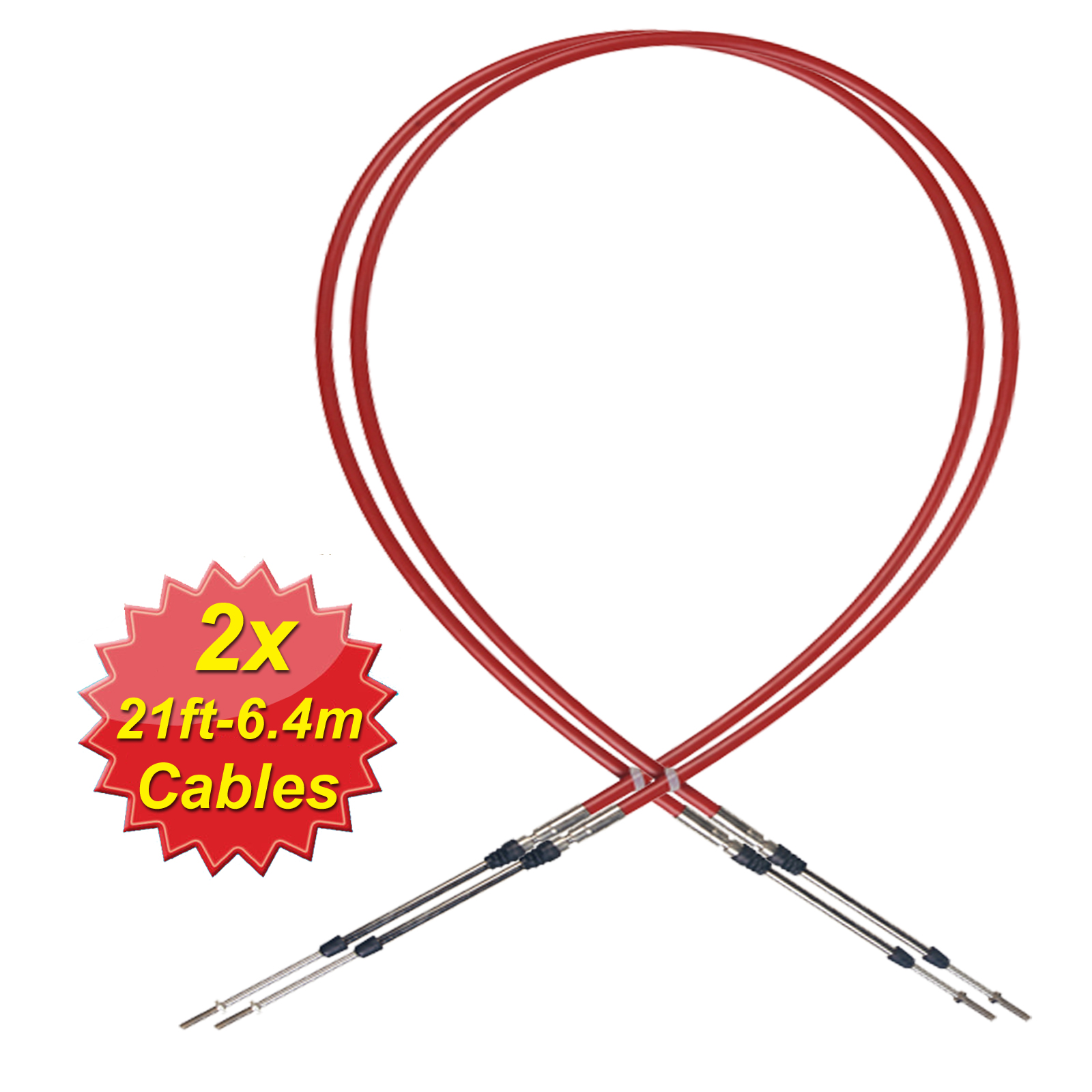 2 x 21FT 6.4m BOAT Throttle Control Cable 33C Honda & Suzuki outboard
