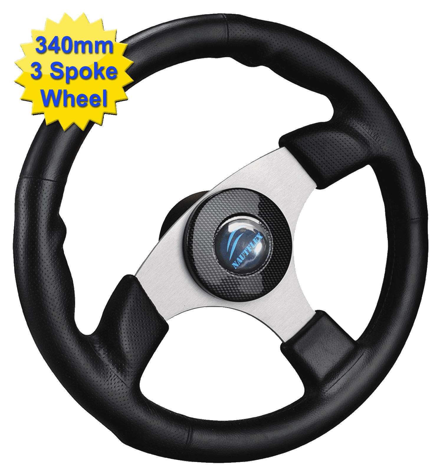 BOAT STEERING WHEEL SPORTS MODEL 3Spoke 340mm 3/4" Shaft Alloy FREE