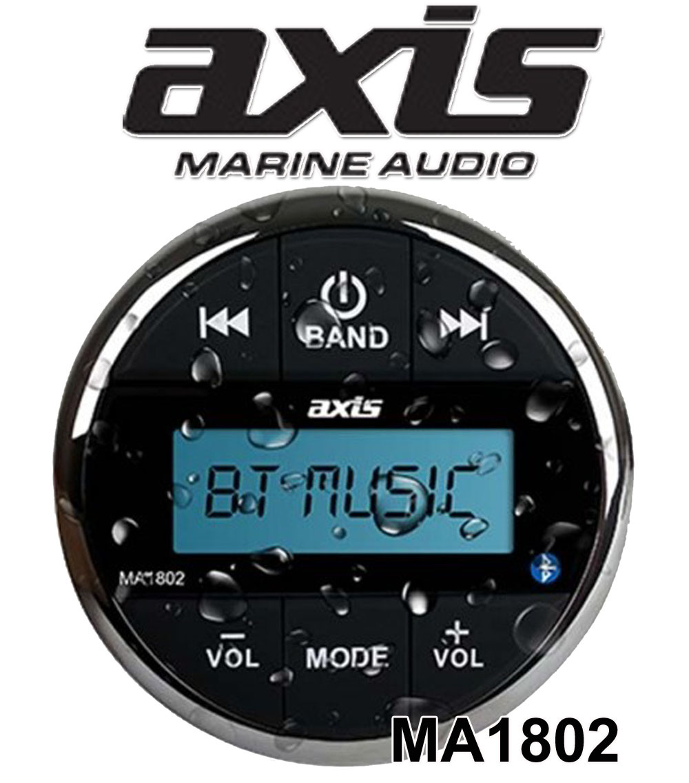AXIS MA1802 Stereo Marine Waterproof AM/FM Radio Bluetooth Music