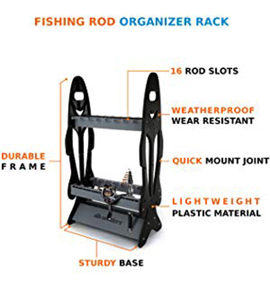 Fishing Rod Holder RACK Holds 16 Fish Rods Free Standing Floor