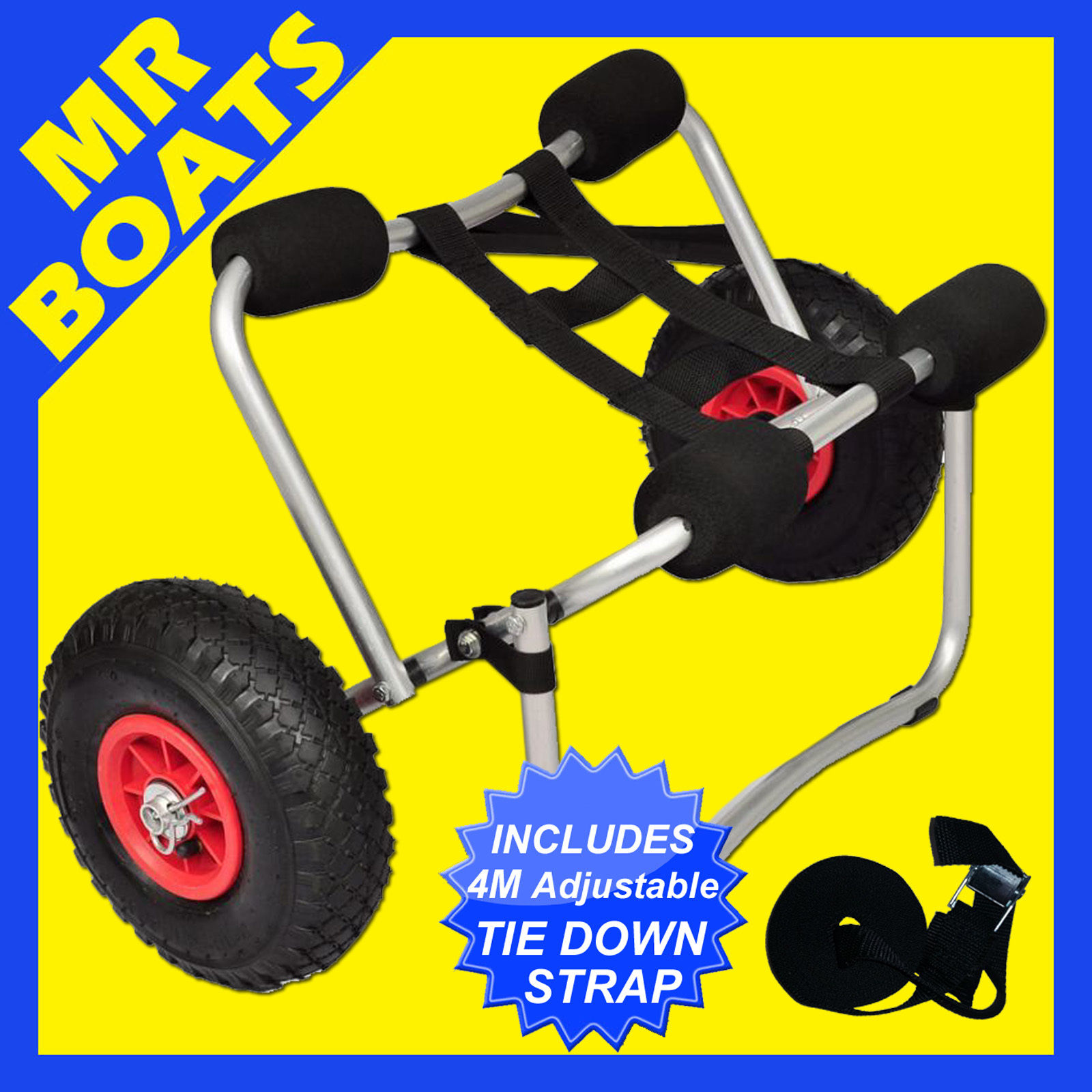 COMPACT COLLAPSIBLE KAYAK TROLLEY Aluminium Canoe Carrier Cart 100kg