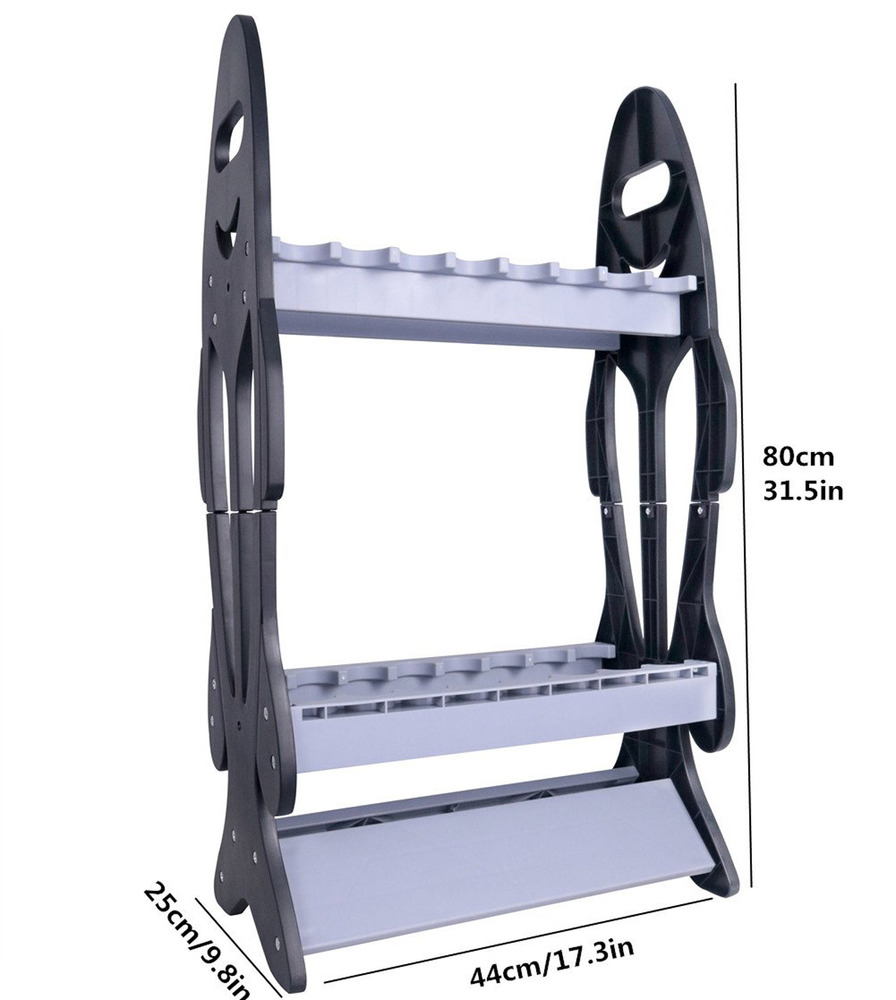 Fishing Rod Holder RACK Holds 16 Fish Rods Free Standing Floor Storage Stand  Double sided