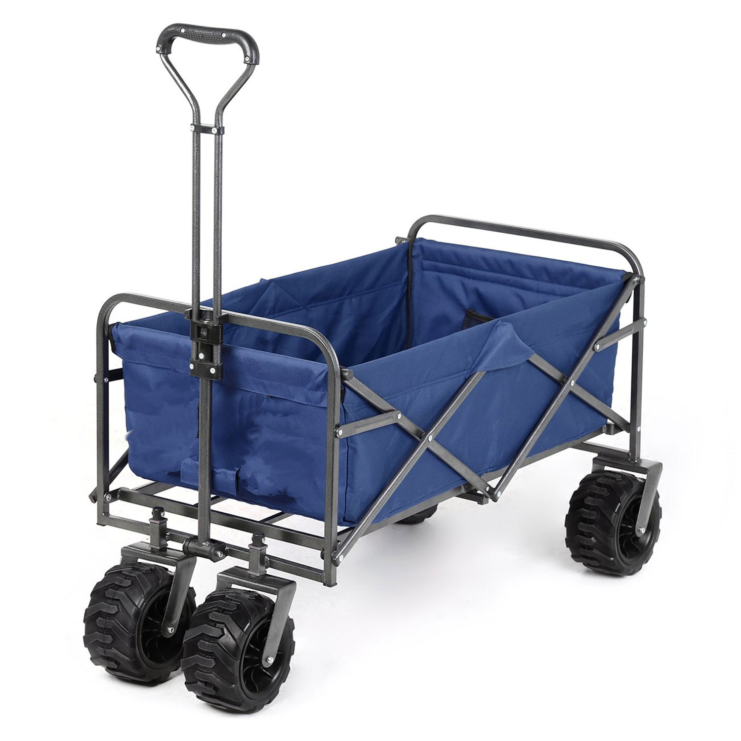 Blue Sekey Folding Wagon Cart with Brake Collapsible Outdoor Utility Wagon Garden Shopping Cart Beach Wagon with All-Terrain Wheels 265 Pound Capacity 