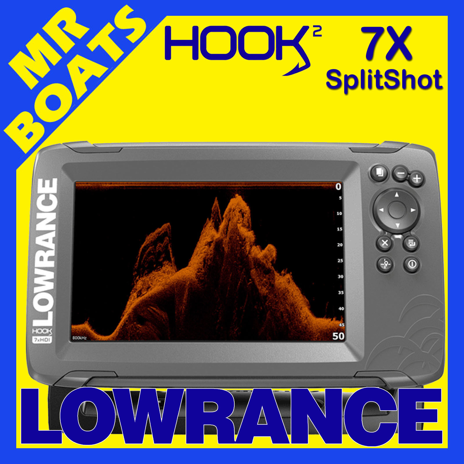 LOWRANCE HOOK2 7X FISHFINDER GPS SplitShot Trans Fish Finder Hook 2