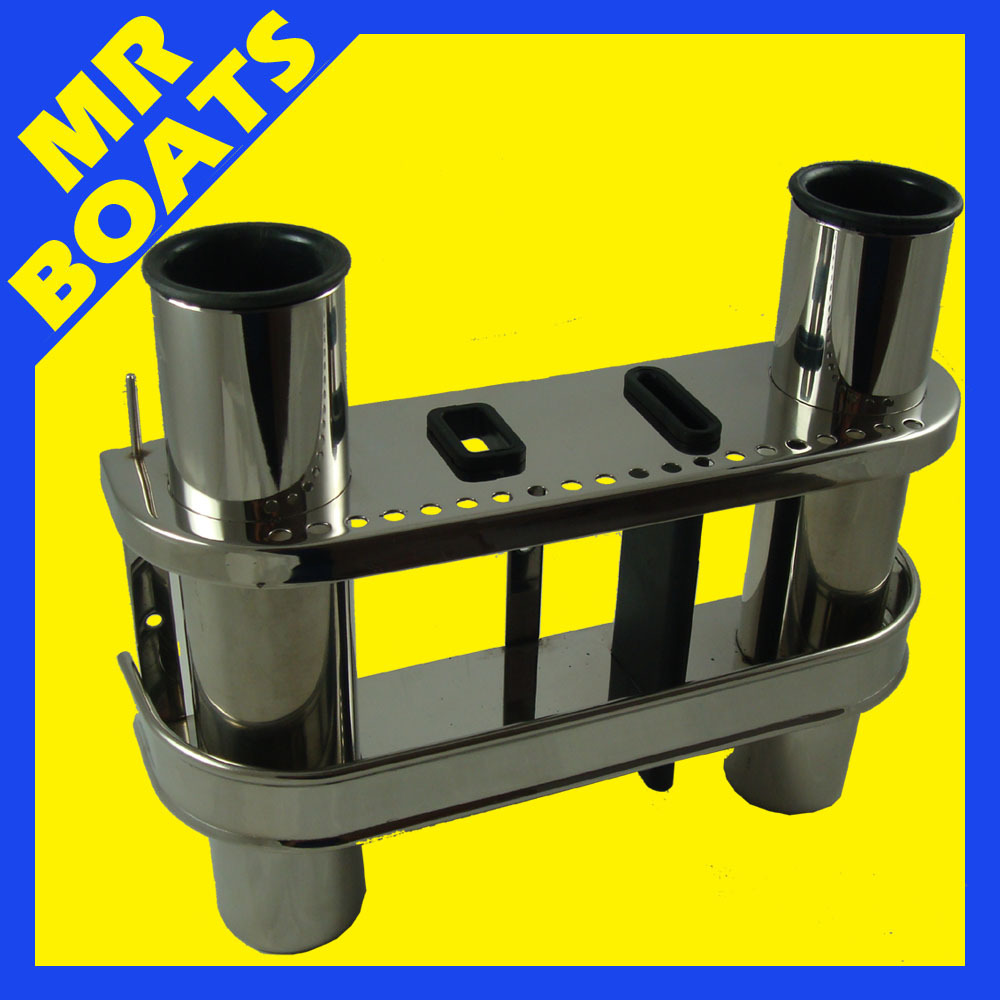 DOUBLE FISHING ROD HOLDER RACK & BOAT ORGANISER 304 STAINLESS STEEL