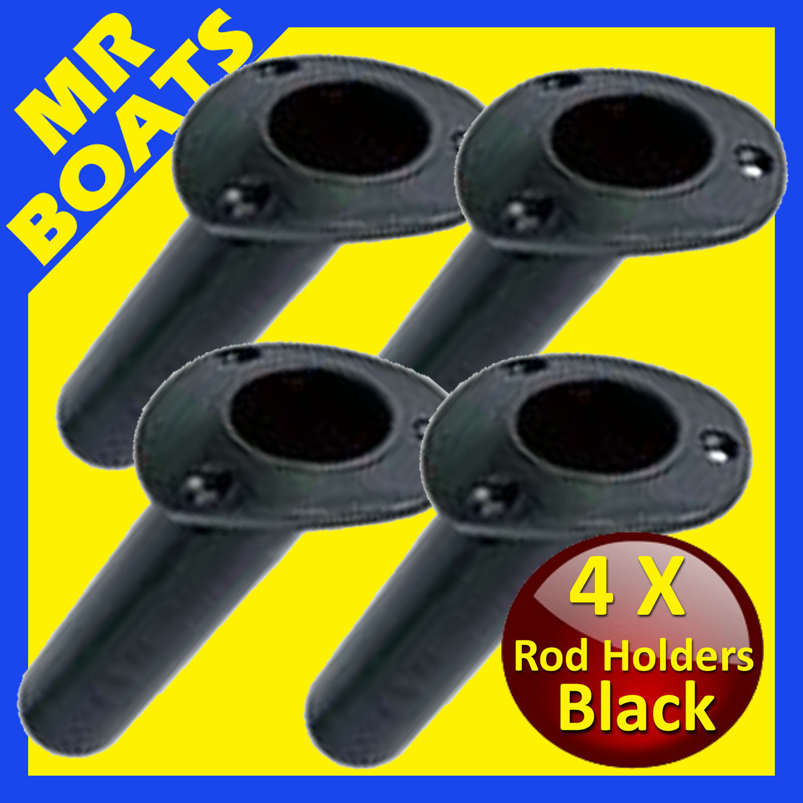 4 X BLACK ROD HOLDER OVAL BASE 30° Angle FLUSH MOUNT BOAT KAYAK FISHING NEW eBay