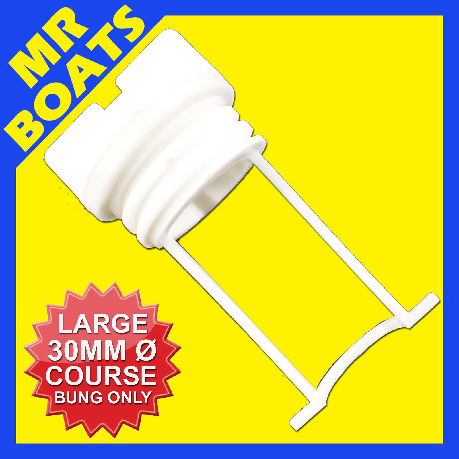 LARGE REPLACEMENT BUNG ONLY WHITE 30mm PLUG BOAT COARSE THREAD FREE