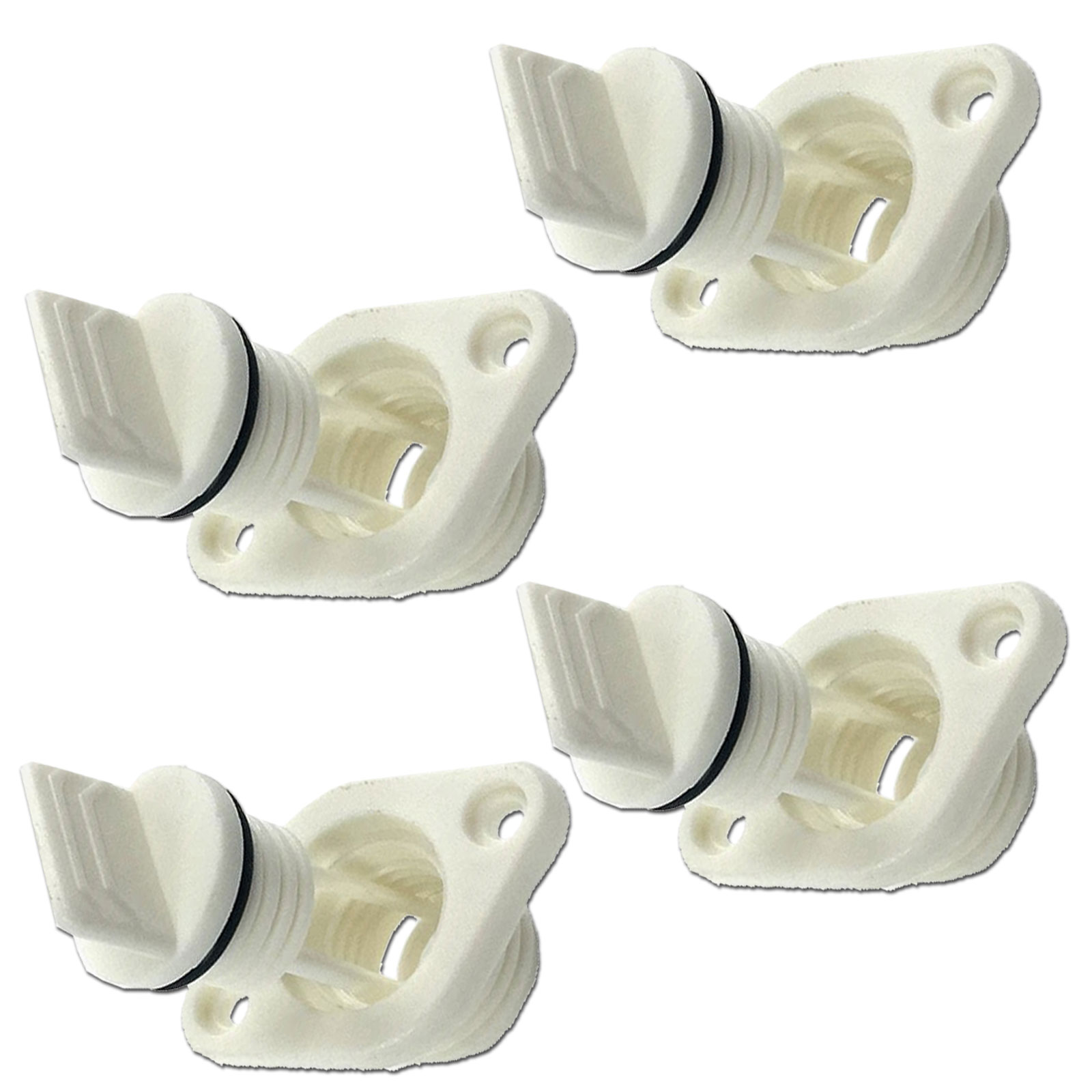 4 x WHITE STANDARD SIZE BOAT BUNGS & BASE COARSE THREAD MARINE DRAINS PLUGS