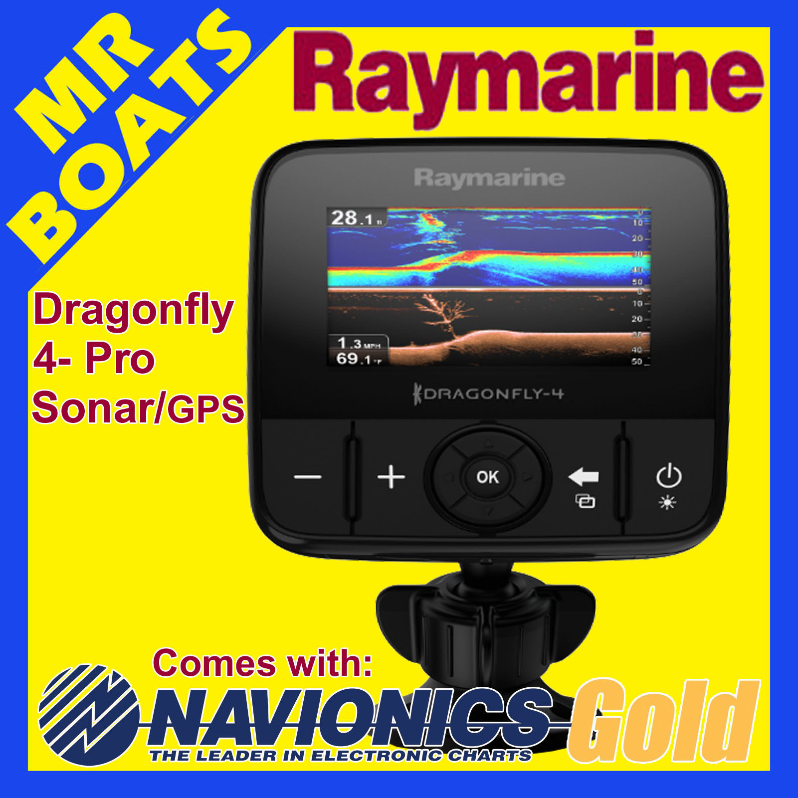 RAYMARINE DRAGONFLY 4 Pro NAVIONICS GOLD Fishfinder Chartplotter