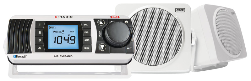 GME GR300 AM FM VHF Marine Radio reciever+ 2 Speakers White