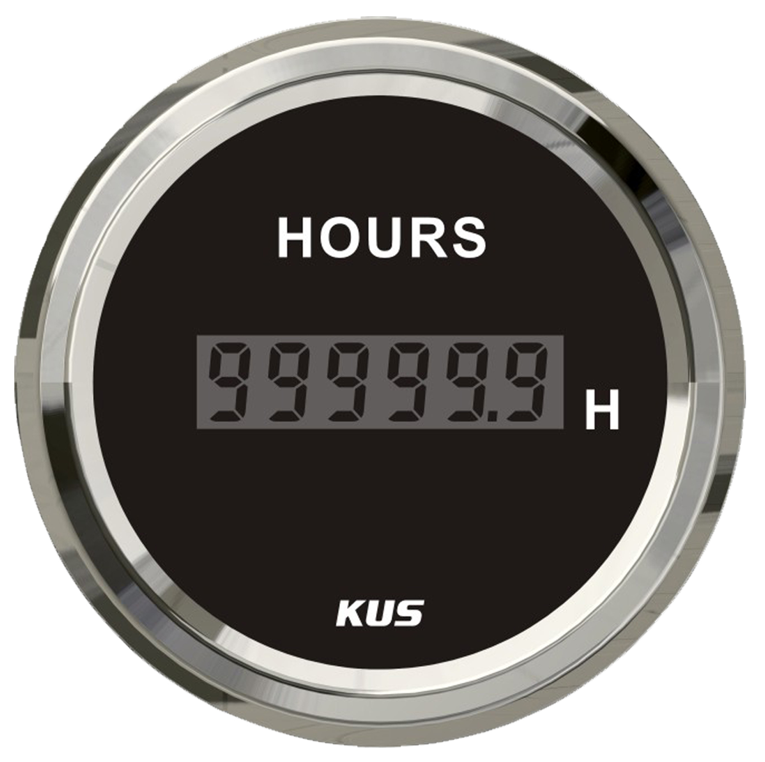 KUS Digital Hourmeter Black & Chrome Dia 2" 52MM Outboard Boat