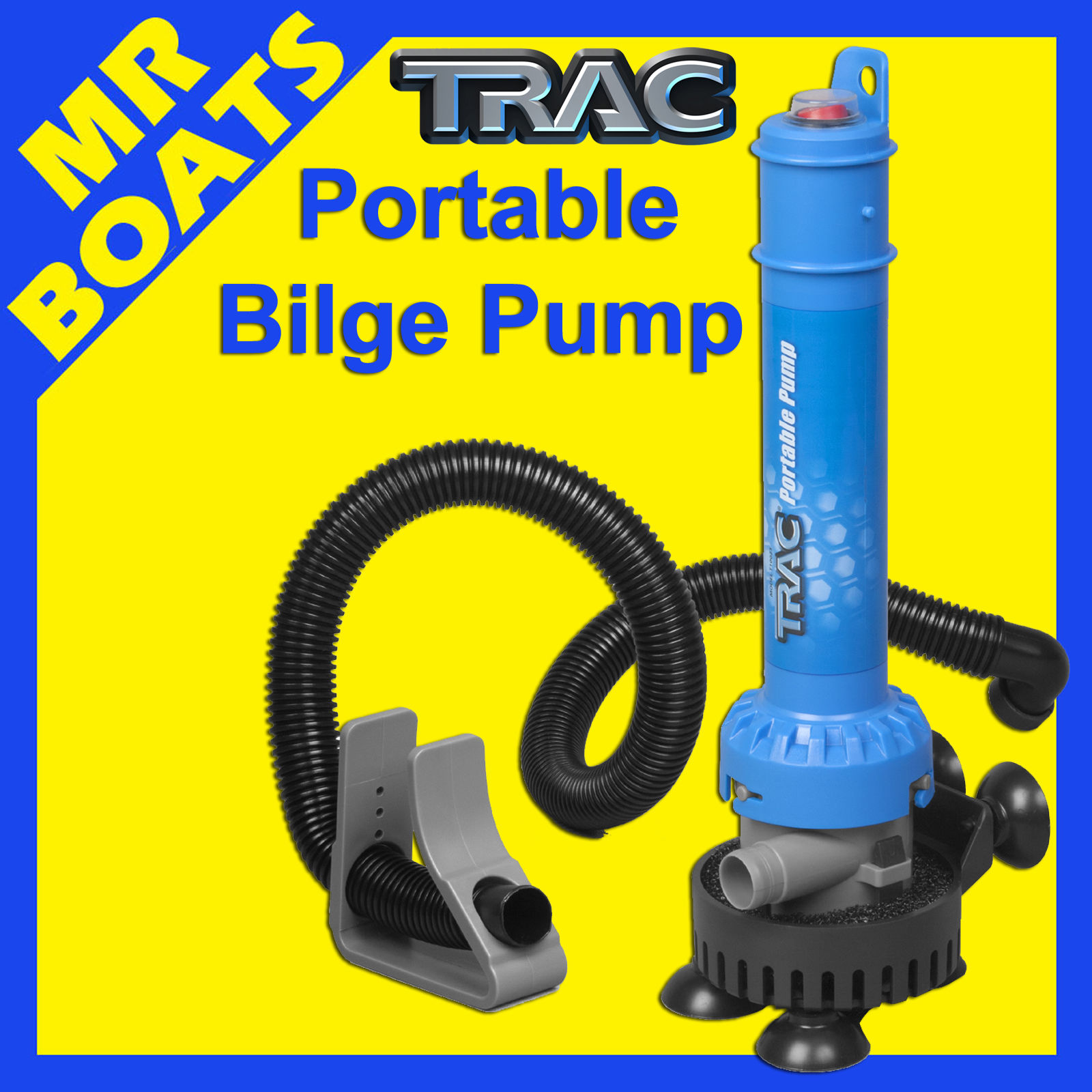TRAC PORTABLE BILGE PUMP. SUBMERSIBLE 250GPH Flow Very Easy to Use FREE