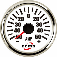 ECMS Ampere Meter -50~50(A)- White & Chrome -2" 52MM Ammeter AMP Gauge Part#: 800-00101 image