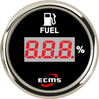 ECMS Fuel Gauge - Black & Chrome - Dia 2" 52MM Boat Tank Level Meter 240~33Ω 12v Part#: 800-00129 image