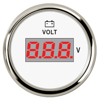 ECMS Digital Voltmeter 8-32V -  White & Chrome - 2" 52MM 12V Volt Meter Part#: 800-00151 image
