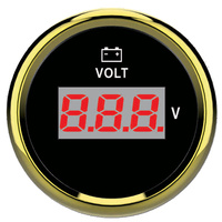 ECMS Digital Voltmeter 8-32V -  Black & Gold - 2" 52MM 12V Volt Meter image