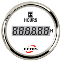 ECMS Digital Hourmeter - White & Chrome -Dia 2" 52MM Boat Marine 12V Hour Meter Part#: 800-00186 image
