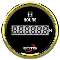 ECMS Digital Hourmeter - Black & Gold -Dia 2" 52MM Boat Marine 12V Hour Meter  image