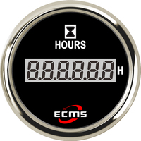 ECMS Digital Hourmeter - Black & Chrome -Dia 2" 52MM Boat Marine 12V Hour Meter Part#: 800-00189 image