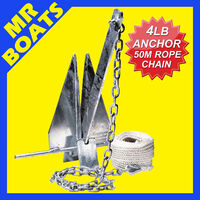 4lb / 2kg ✱ Sand Anchor Kit ✱ 4M Chain, 50M x 6mm Silver Rope & 2 Shackles image