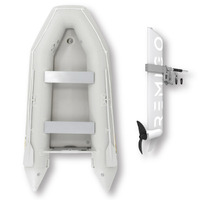 3.3m ISLAND INFLATABLE BOAT + 3HP REMIGO ELECTRIC OUTBOARD " UNBEATABLE PACKAGE DEAL " 11ft Island Air-Deck Boat &  Electric Outboard image