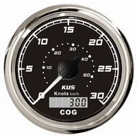 KUS GPS Speedometer Gauge 55kph 30Knots - Black & Chrome - 85MM Boat Marine 12V or 24V KF08031 image