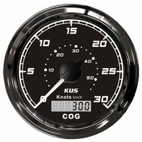 KUS GPS Speedometer Gauge 55kph 30Knots - Black on Black  - 85MM Boat Marine 12V or 24V KF08032 image