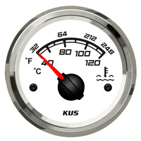 KUS Water Temperature Gauge - White & Chrome - Temp Range 40-120°C Dia 2" 52MM 12V 24V  KF14107 image