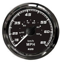 KUS Speedometer Gauge 0-100kph / 65mph - Black on Black - 85MM Boat Marine 12V 24V KF18017  image