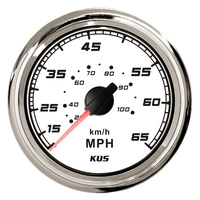 KUS Speedometer Gauge 0-100kph / 65mph - White & Chrome - 85MM Boat Marine 12V 24V KF18110 image
