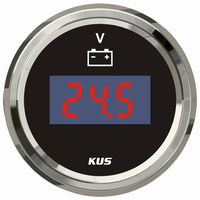 KUS Digital Voltmeter 8-32V -  Black & Chrome - 2" 52MM 12V Volt Meter KF23005 image