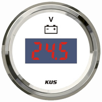KUS Digital Voltmeter 8-32V -  White & Chrome - 2" 52MM 12V Volt Meter KF23105 image