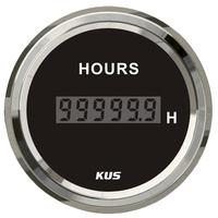 KUS Digital Hourmeter - Black & Chrome - Dia 2" 52MM Outboard Boat Marine Hour Meter 12V 24V KF39002 image