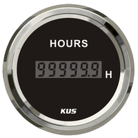KUS Digital Hourmeter -  Black & Chrome - Dia 2" 52MM Outboard Boat Marine  Hour Meter 12V 24V KF39002 image