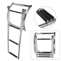 3-STEP - INFLATABLE BOAT BOARDING LADDER - Telescopic Stainless Steel Compact Made for RIB or Hard Floor Inflatable Boats image