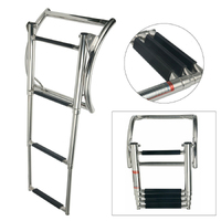 4-STEP - INFLATABLE BOAT BOARDING LADDER - Telescopic Stainless Steel Compact Made for RIB or Hard Floor Inflatable Boats image