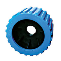 BLUE RIBBED WOBBLE ROLLER 4" - 100mm Dia, by 3" - 76mm, Wide & 22mm Bore For Boat Trailers ROL02037 image