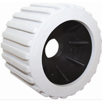 WHITE RIBBED WOBBLE ROLLER 4" - 100mm Dia, by 3" - 76mm, Wide & 22mm Bore For Boat Trailers ROL02056 image