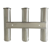 Fishing Rod Holder / Rack 3 Tube Polished 316 Grade Stainless Steel Boat Rod image