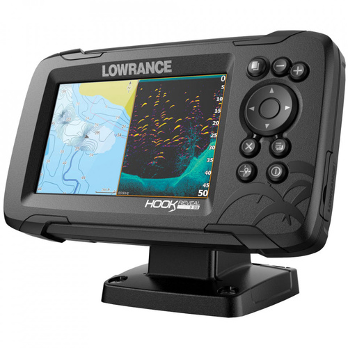 Lowrance Hook Reveal 5 Chartplotter Fishfinder Combo Splitshot Chirp SideScan DownScan & AUS Maps Charts Colour Fish Finder Part#: 000-15505-001