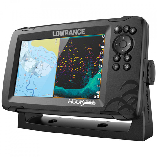 Lowrance Hook Reveal 7 Splitshot Chartplotter Fish Finder Combo with Chirp SideScan DownScan & AUS Maps Charts Fish Finder Part#: 000-15519-001