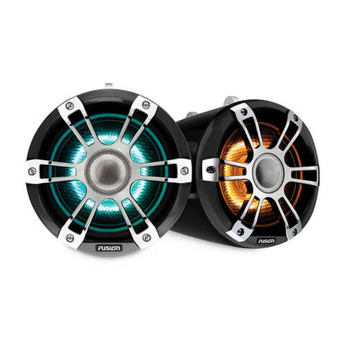 FUSION Signature Series 3 Sport CHROME 6.5" Inch 230 Watt Wake Board Tower Marine Speakers with CRGBW Garmin Part #: 010-02438-00