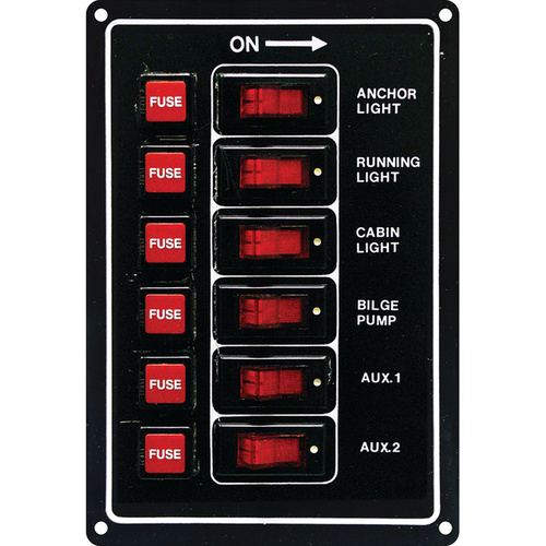 Island 6 Switch Panel / Boat / Marine / RV / Caravan -NEW- 12V Navigation Stern lights Part #: 151401