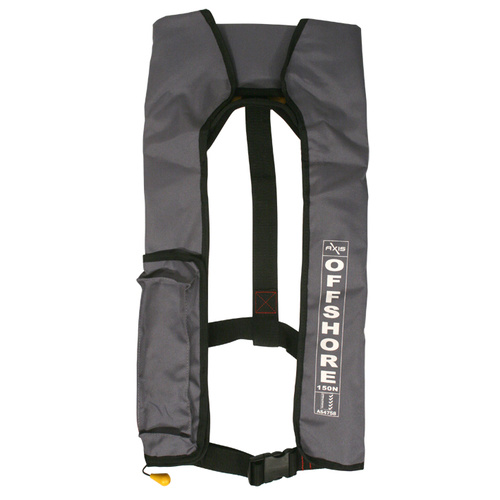 Axis Inflatable Manual Lifejacket - GREY - 150N PFD1 OFFSHORE Boat Manual Life Jacket 600126
