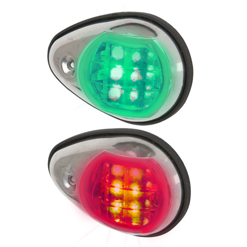 Stainless Steel LED Navigation Lights Port Red / Starboard / Green -SLIMLINE-Profile